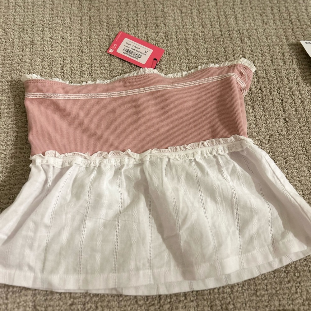 Edikted Pink and White Crop Top